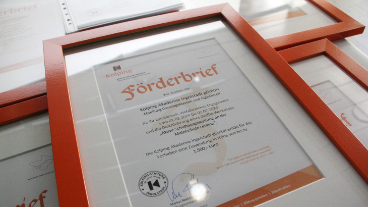 Förderbrief der Kolping-Stiftung